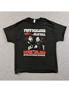 Post Malone Jelly Roll Big Ass Stadium Tour 2025 T-Shirt Black Sz L Concert Tee
